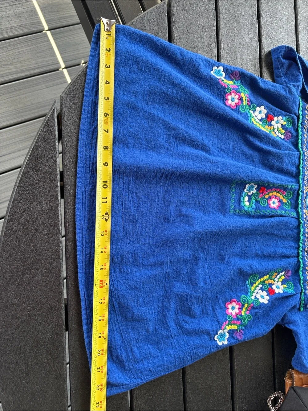 YZXDORWJ Blue Embroidered Floral Women's Top - Picture 7 of 7